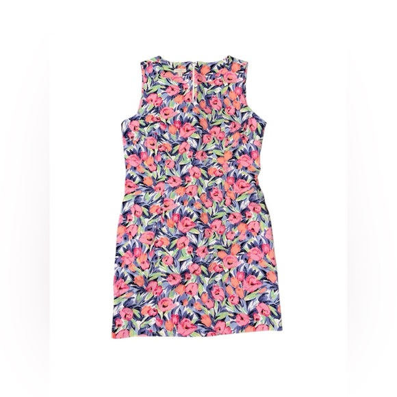 Talbots Sheath Dress Petite Size 10P Floral Tulips Sleeveless Cotton Cocktail - Picture 2 of 6